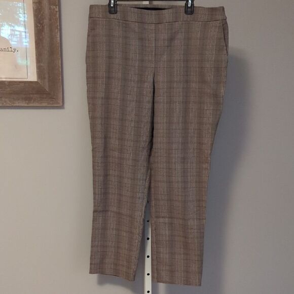 Hilary Radley Plaid Ankle Pants - Brown and Gray - Picture 1 of 7